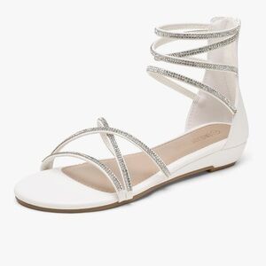 Dream Pairs White Strappy Sandals with Silver Accents